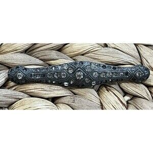 VTG Sterling Silver 925 Victorian Style Crystal Regency Brooch 2.75in Romantic